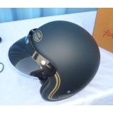 MOTOPŘILBA OTEVŘENÁ JAWA ORIGINÁL - ČERNÁ/ZLATÉ PÍSMO - S ODNÍMATELNÝM KŠILTEM